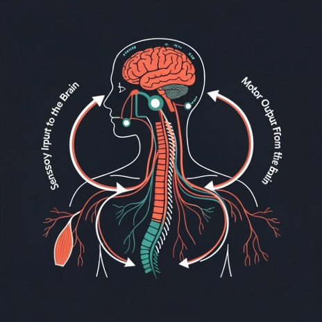 Afferent input pathway diagram showing how sensory signals travel to the brain
